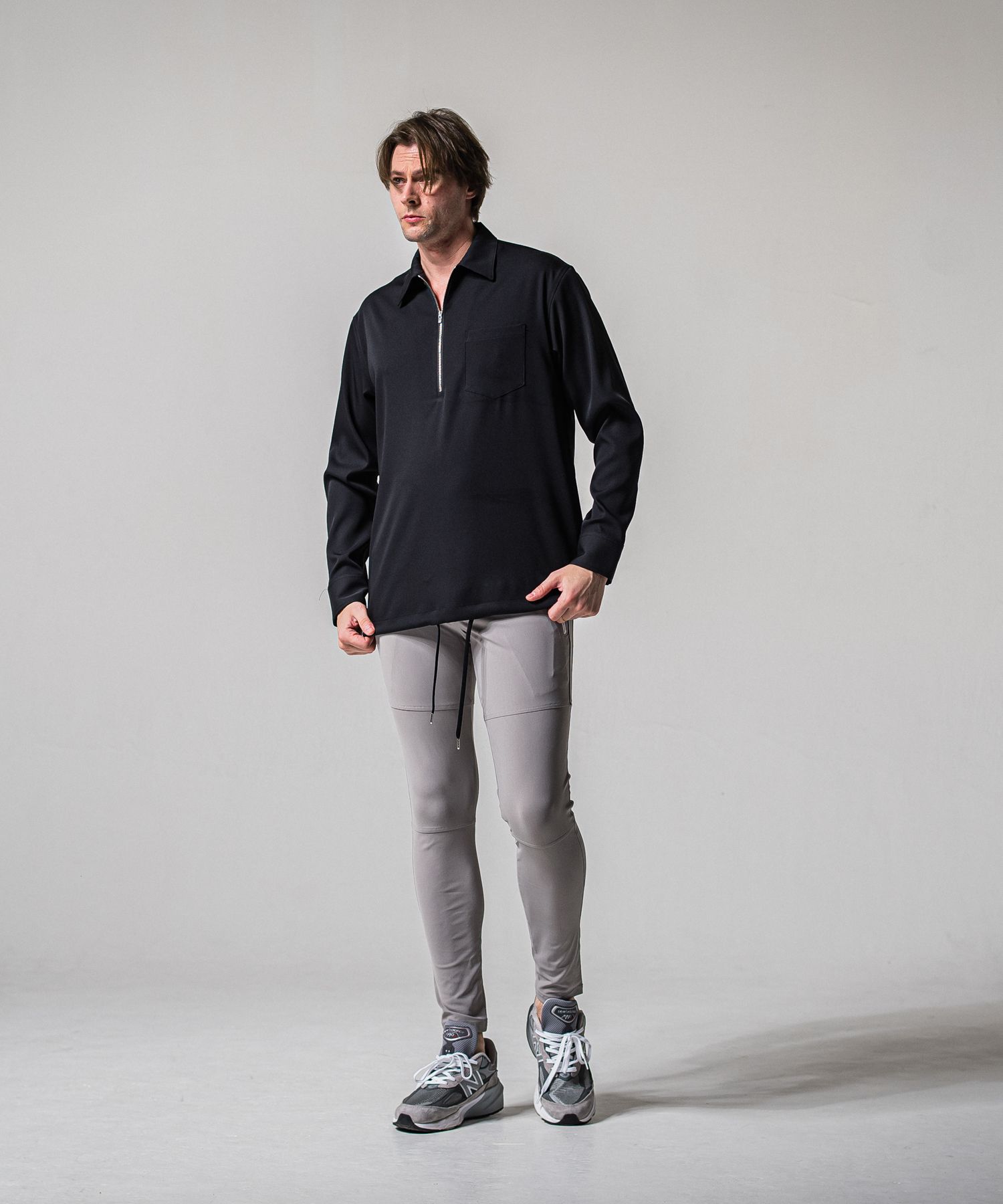 JOHNSON LINE NYLON PT / BASIC-ST-009 / ジョンソンナイロンラインパンツ / グレー×シルバー (3月上旬入荷予定)