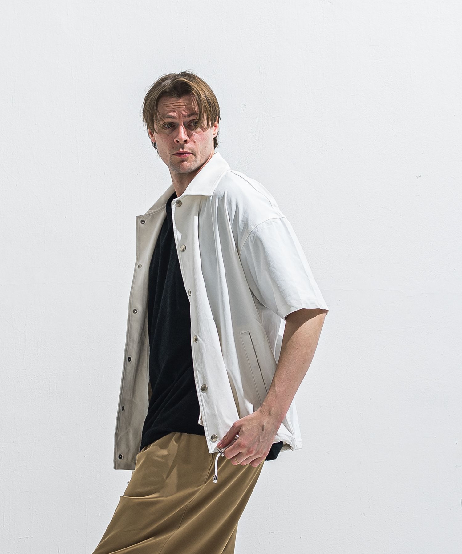 NYLON HALF COACH JACKET / RC40-C-002 / 半袖ナイロンコーチジャケット / ホワイト (5月中旬入荷予定)