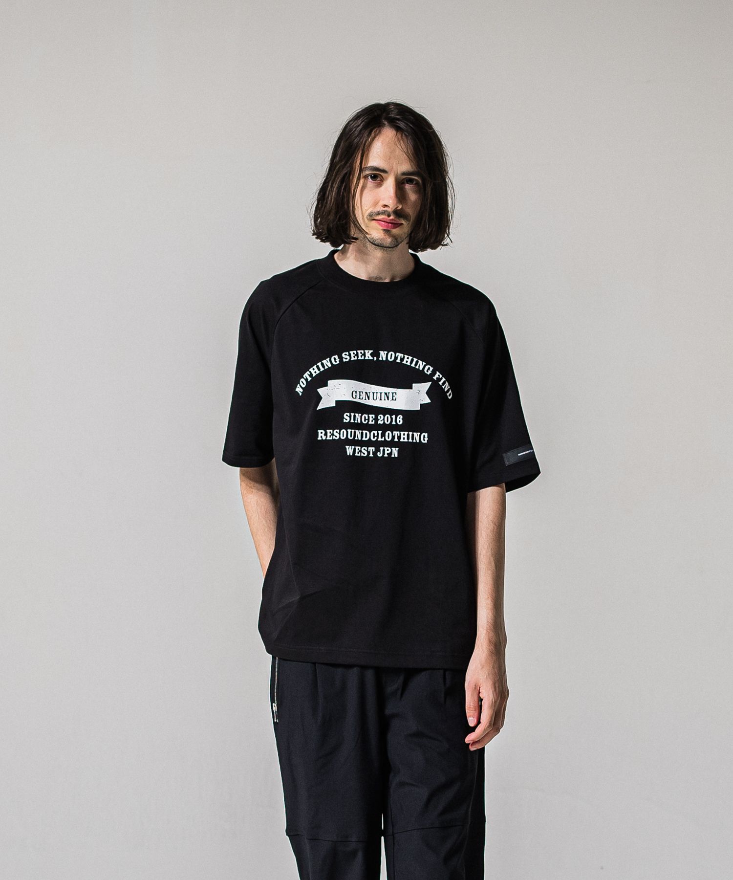 COLLEGE RAGLAN OVER TEE / RC39-T-002 / カレッジロゴラグランビッグTシャツ / ブラック (4月上旬入荷予定)