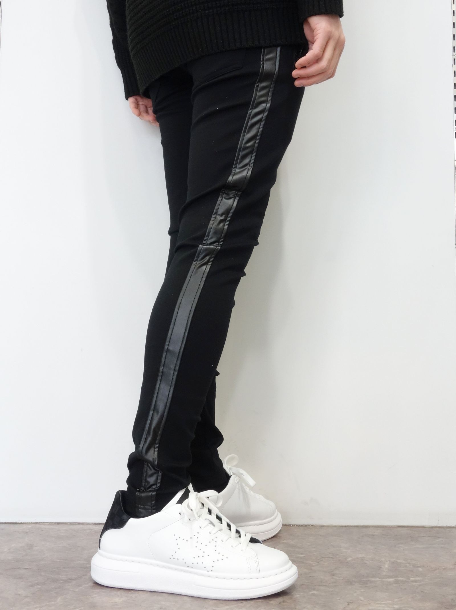 LEATHER LINE TRUCK PT / RC27-ST-013 / レザーラインパンツ / ブラック×ブラック