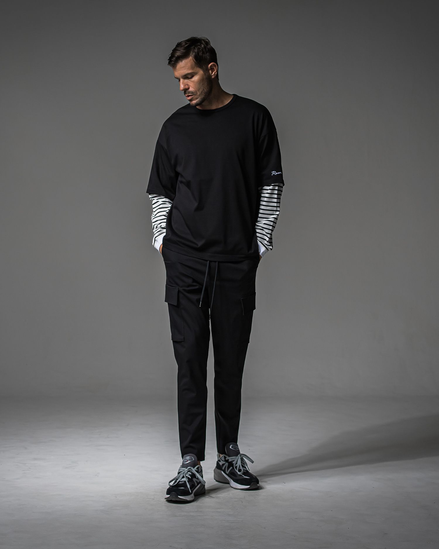 FAKE LAYERED LONG SLEEVE / RC37-T-004 / レイヤードロングスリーブTシャツ / ブラック×ボーダー