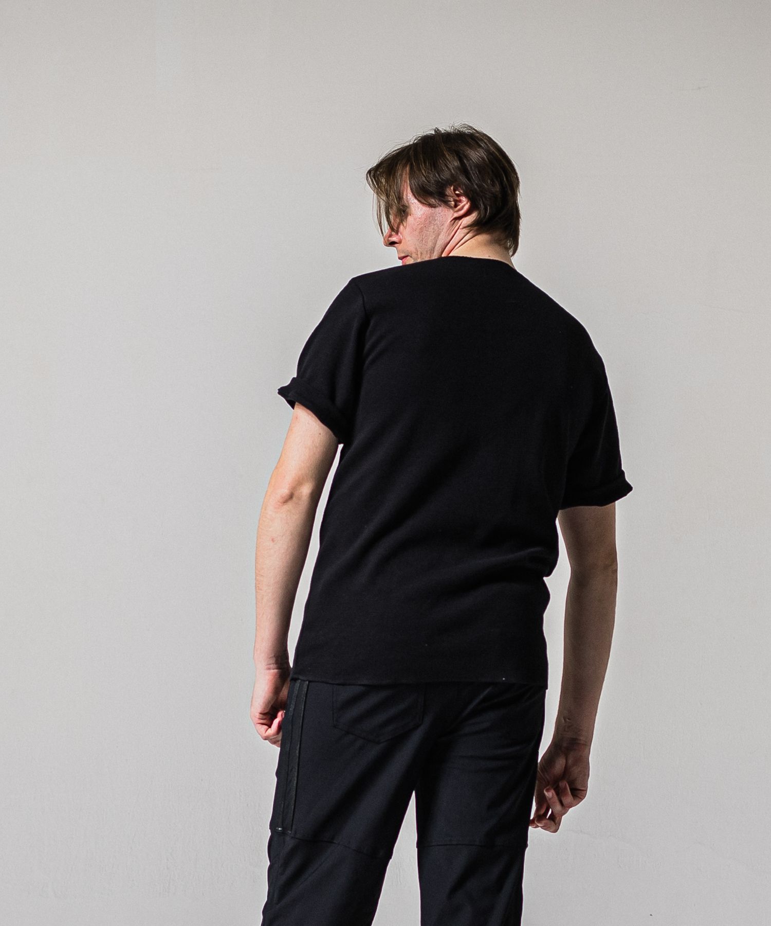 CUT OFF THERMAL TEE / RC39-T-003 / サーマルロールアップTシャツ / ブラック (3月中旬入荷予定)