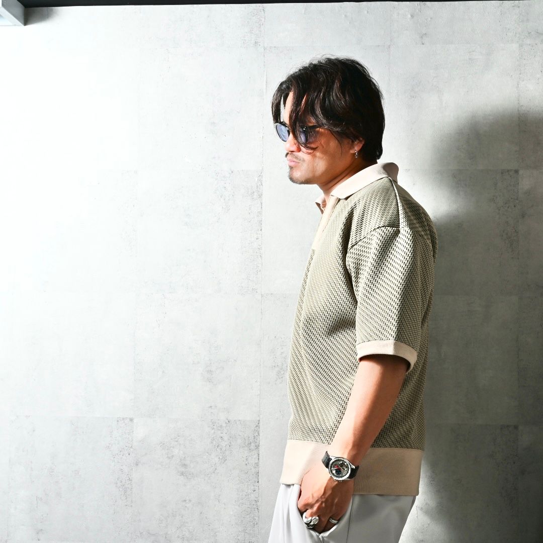 BLISTER POLO / DP1-T-005 / ブリスターニットスキッパーポロ / ベージュ (4月上旬入荷予定)