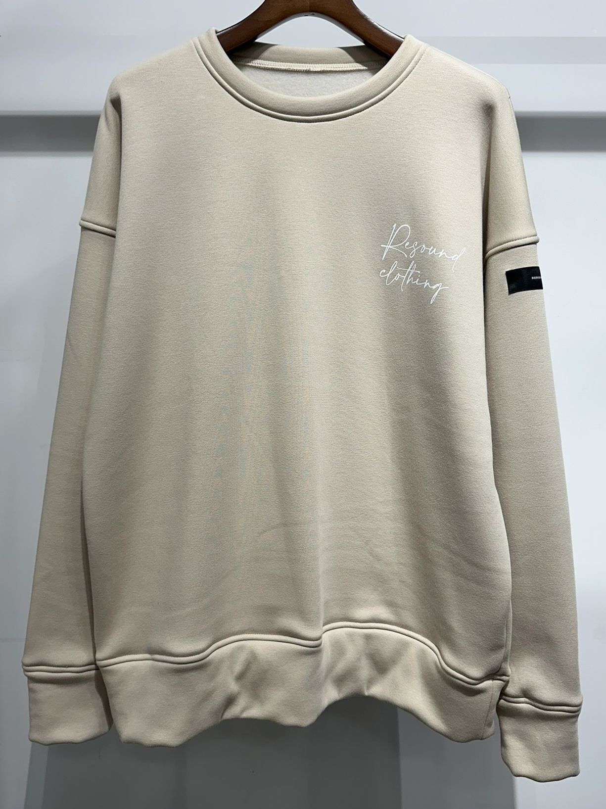 ID VELOURS FLEECE DROP TRAINER / RC34-C-004 / 裏起毛バックロゴトレーナー / ベージュ