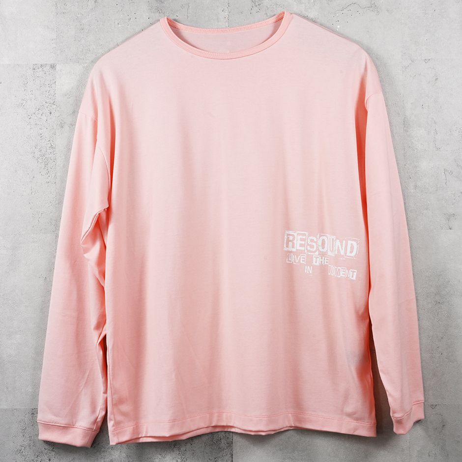 UK OVER LONGSLEEVE TEE / RC41-T-002 / オーバーサイズ長袖ロゴプリントTシャツ / ピンク (7月中旬入荷予定)