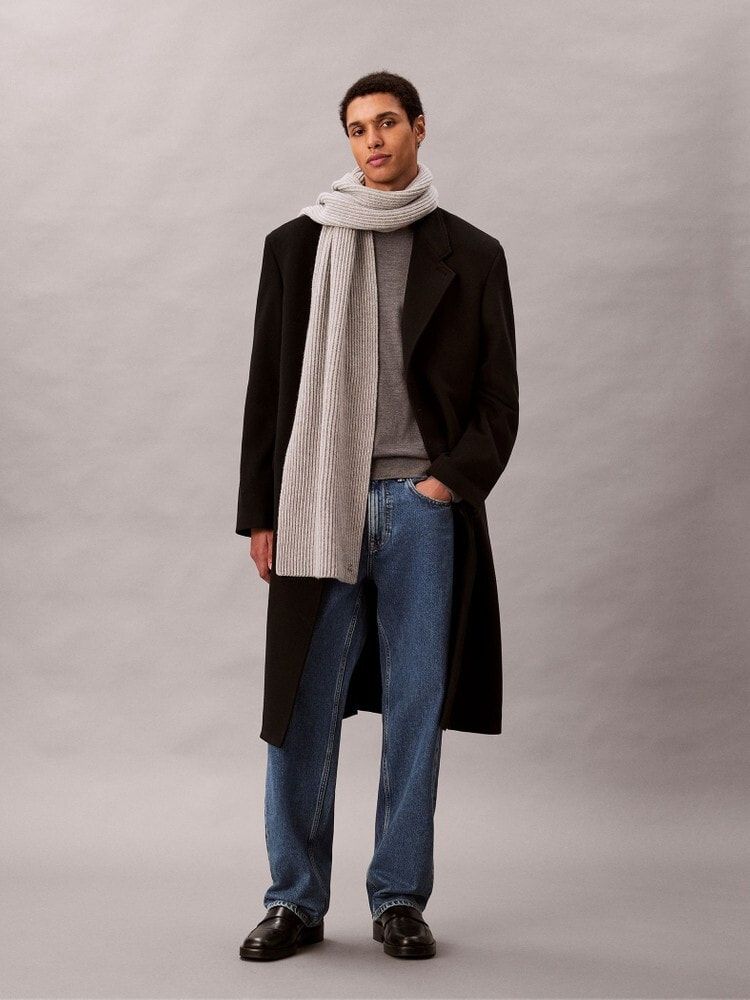 CKメタルロゴウールリブニットスカーフ / マフラー / 4D8056G / P79(グレー)