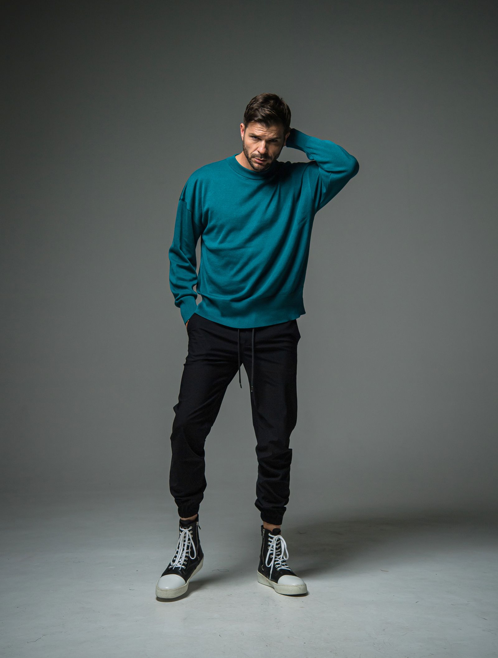 SILK KNT OVER LONG SLEEVE / RC29-K-002 / 無地ルーズコットンニット / グリーン