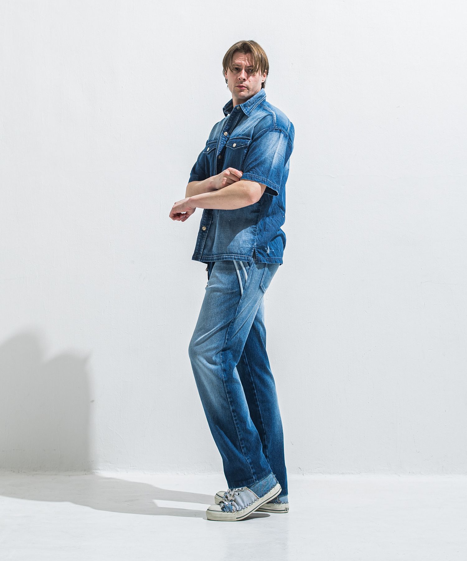 EDGE DENIM SEMI WIDE PT / RC40-ST-014WTD / デニムジャージセミワイドラインパンツ / ダークインディゴ (5月中旬入荷予定)