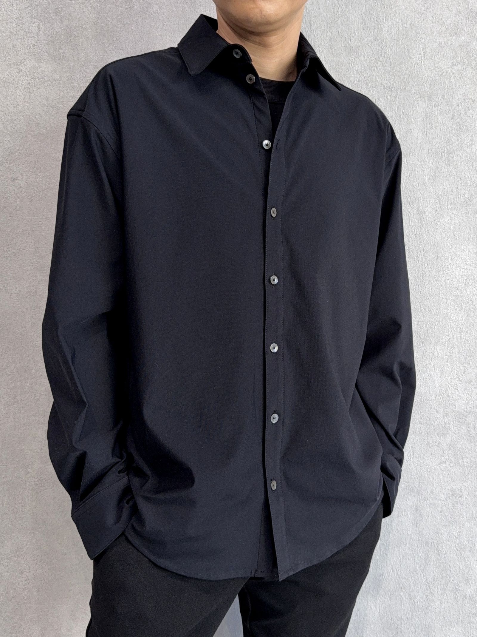 NYLON JACK SHIRTS / RC41-SH-001 / オーバーサイズナイロンシャツ / ブラック