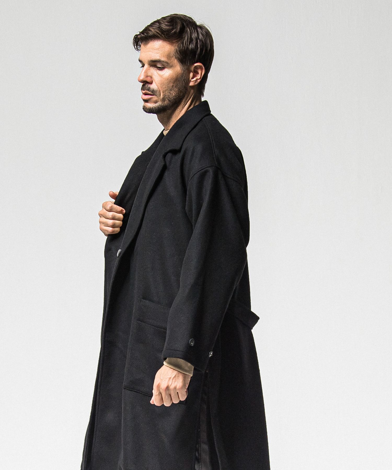 GOWN OVER COAT / RC38-JK-004 / オーバーサイズガウンコート / ブラック (11月上旬入荷予定)