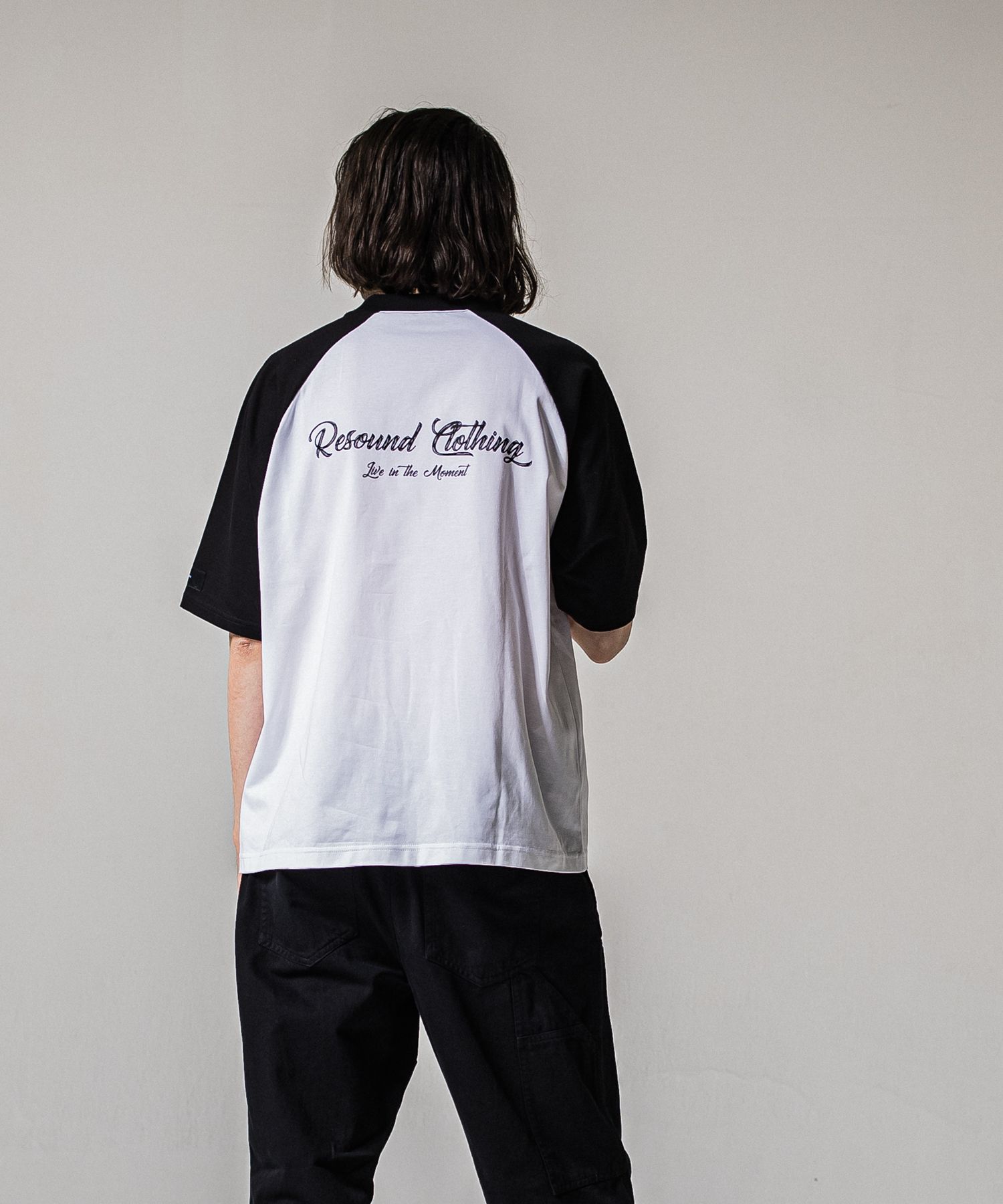 BACK RC RAGLAN OVER TEE / RC39-T-001 / バックロゴラグランビッグTシャツ / ホワイト×ブラック (4月上旬入荷予定)