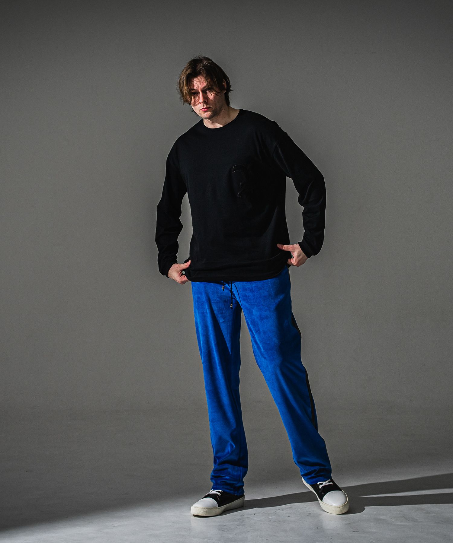 VELOUR SEMIWIDE TUCK PT / RC41-ST-044 / ベロアセミワイドタックパンツ / ブルー (9月中旬入荷予定)