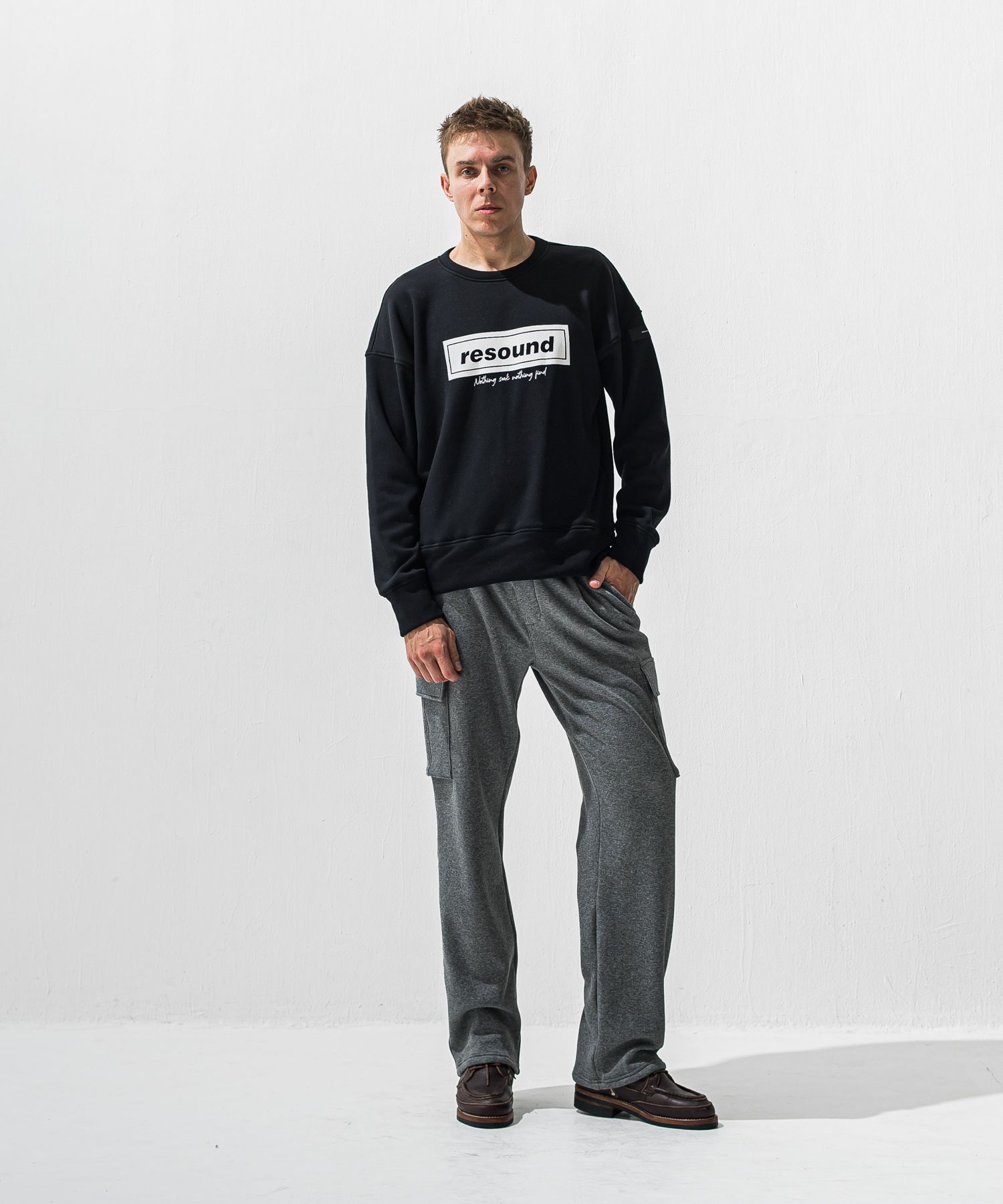 BOX VELOURS FLEECE DROP TRAINER / RC42-C-007 / 裏起毛ボックスロゴトレーナー / ブラック (11月上旬入荷予定)