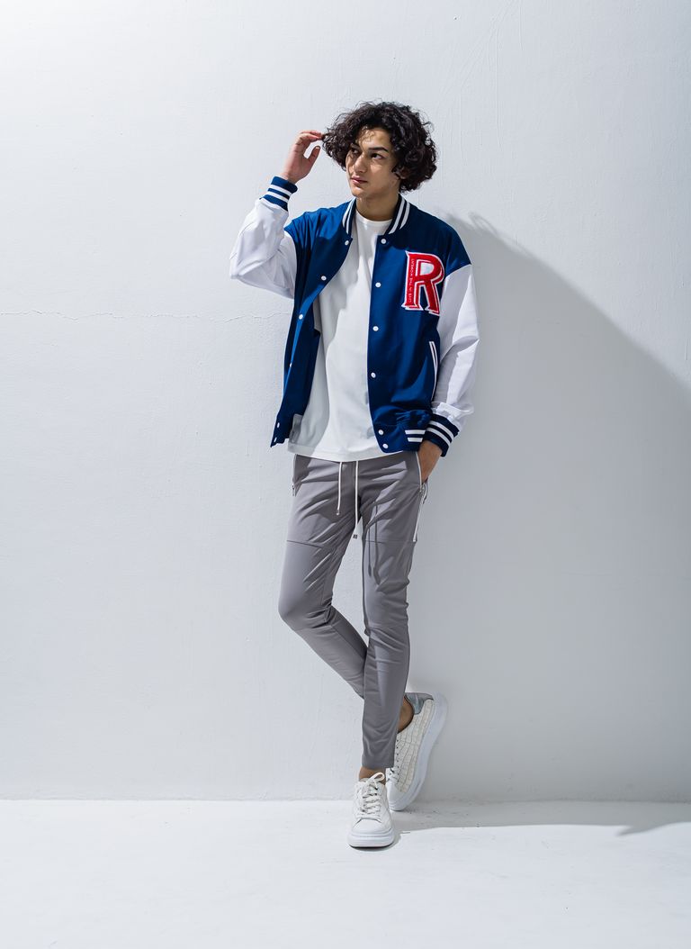 RESOUND CLOTHING RUSH OVER VARSITY JACKET RC28-C-002 ラッシュガードスタジャン  ネイビー※ LUKE