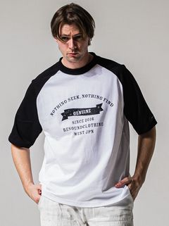COLLEGE RAGLAN OVER TEE / RC39-T-002 / カレッジロゴラグランビッグTシャツ / ホワイト×ブラック (4月上旬入荷予定)