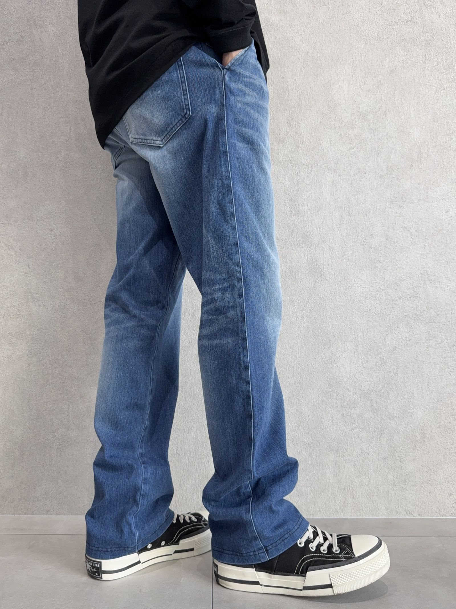 DENIM JERSEY WIDE PT / RC41-ST-016WTD / ライトオンスデニムジャージセミワイドパンツ / ダークインディゴ