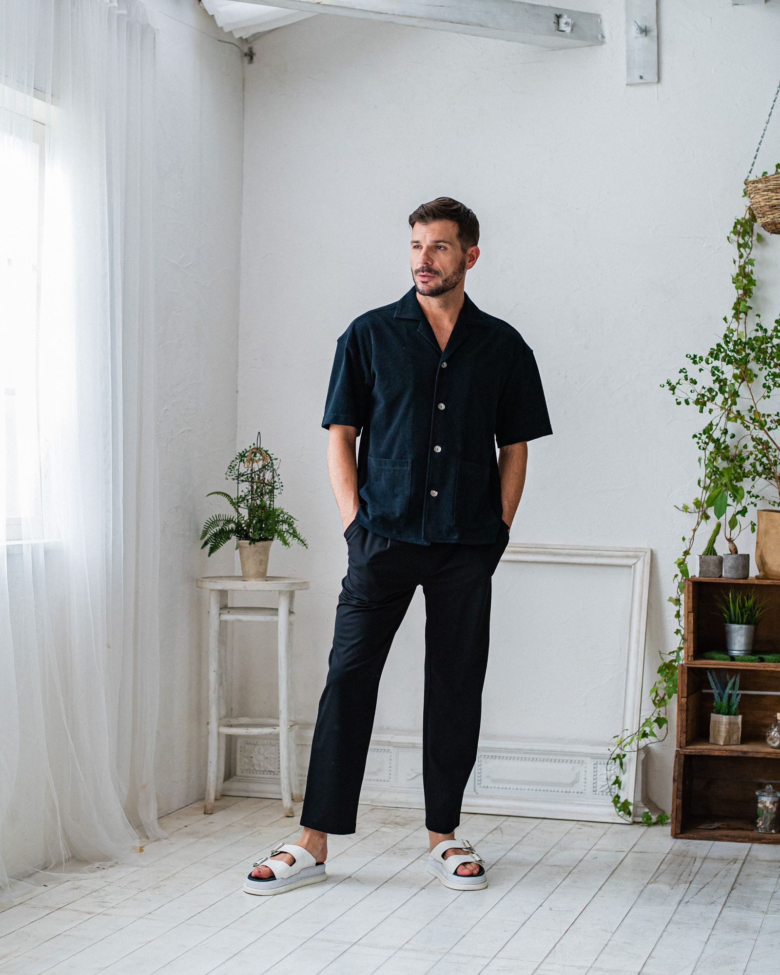 CHRIS EASY WIDE TUCK PANTS / RC32-ST-016WT / ワイドタックパンツ / ブラック