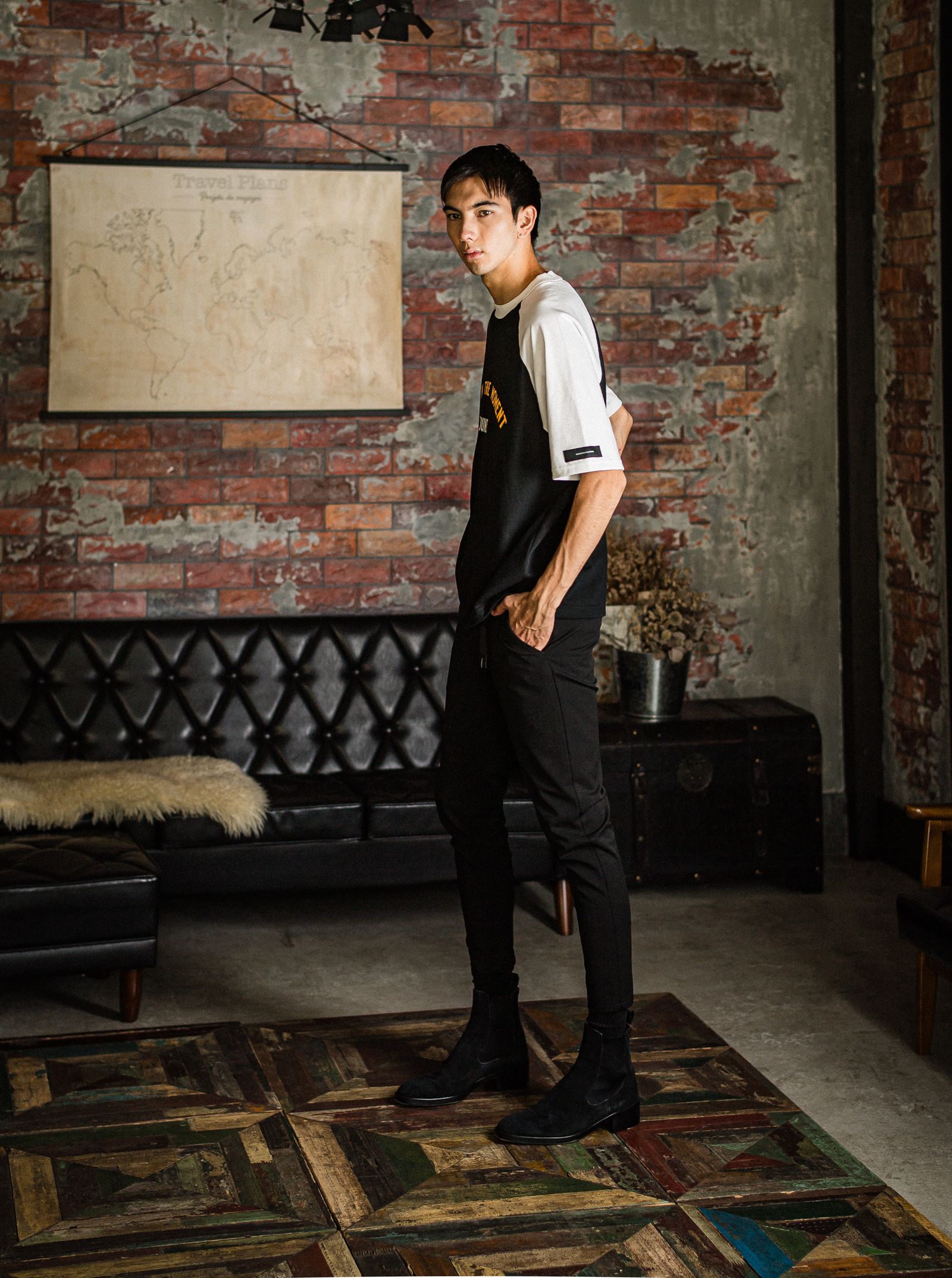 PAT TIGHT EASY PANTS / RC31-ST-037 / ベルト付きイージーパンツ / ブラック