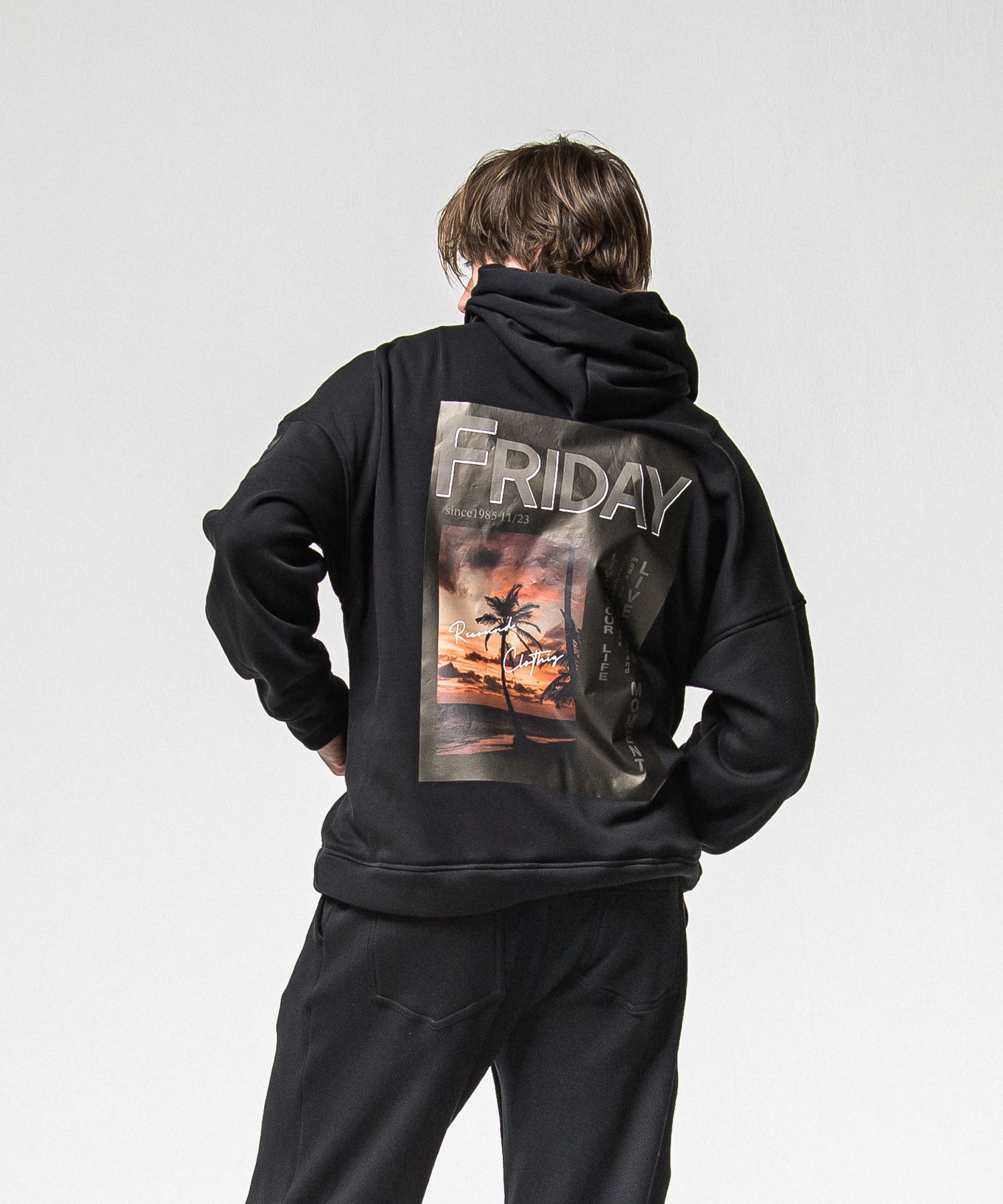 【FRIDAYコラボ】 FRIDAY OLD COVER VELOURS FLEECE TRAINER / RCF1-C-001 / 裏起毛FRIDAYオールドカバートレーナー / ブラック (11月上旬入荷予定)