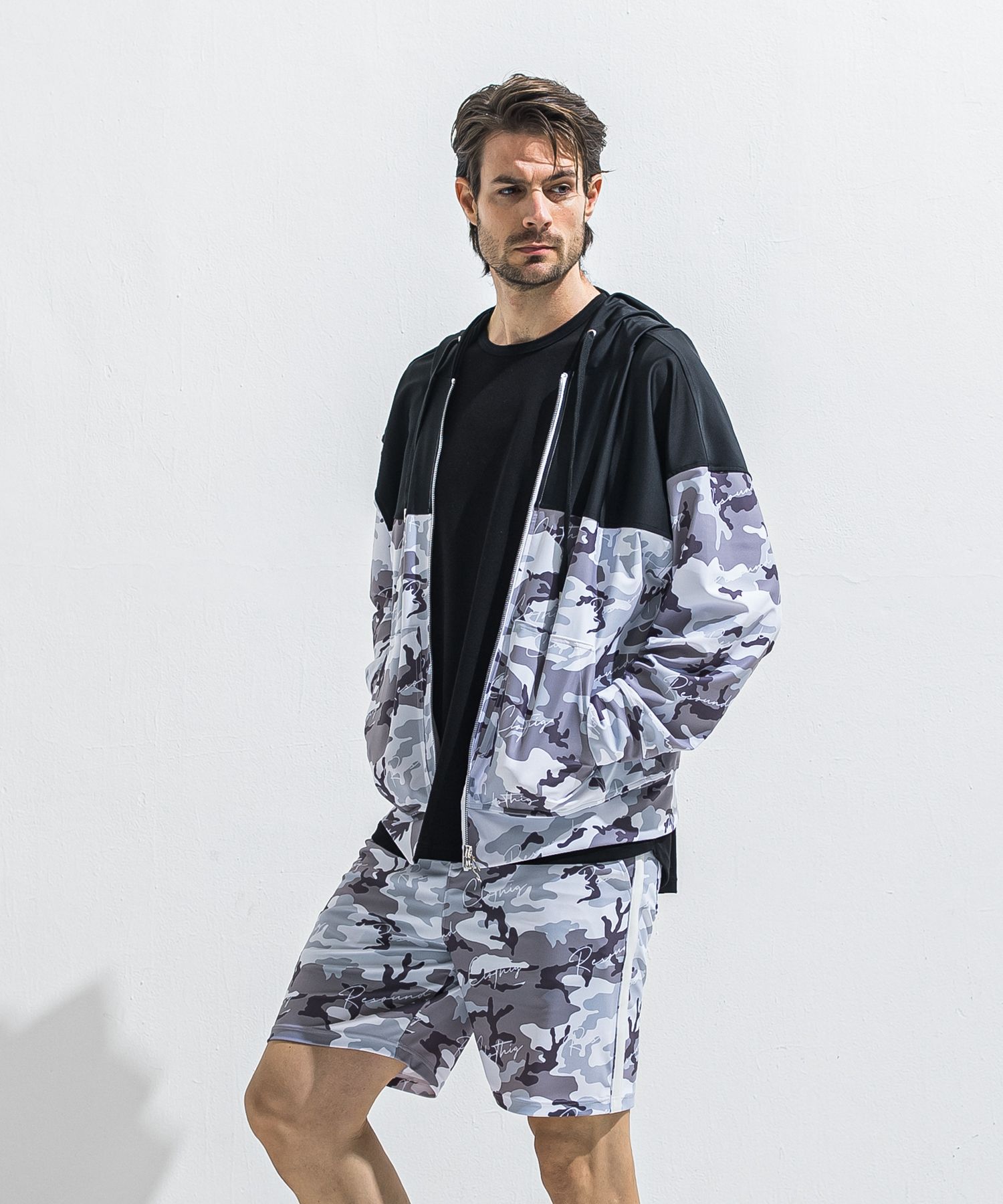 RUSH OVER ZIPUP HOODIE / RC40-C-001 / ラッシュガードパーカー / カモフラブラック (5月下旬入荷予定)