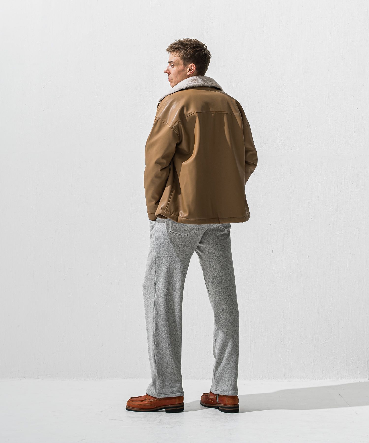 VELOURS FLEECE WIDE TUCK PANTS / RC42-ST-016HWT / 裏起毛セミワイドタックパンツ / グレー (11月中旬入荷予定)