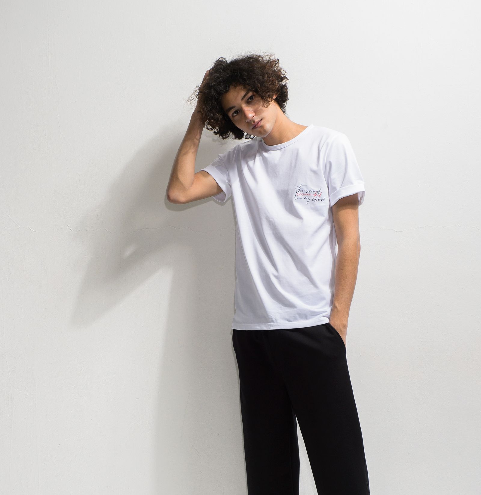 MESSAGE CHEST ROLL UP JERSEY TEE / RC20-T-003 / バックプリントTシャツ
