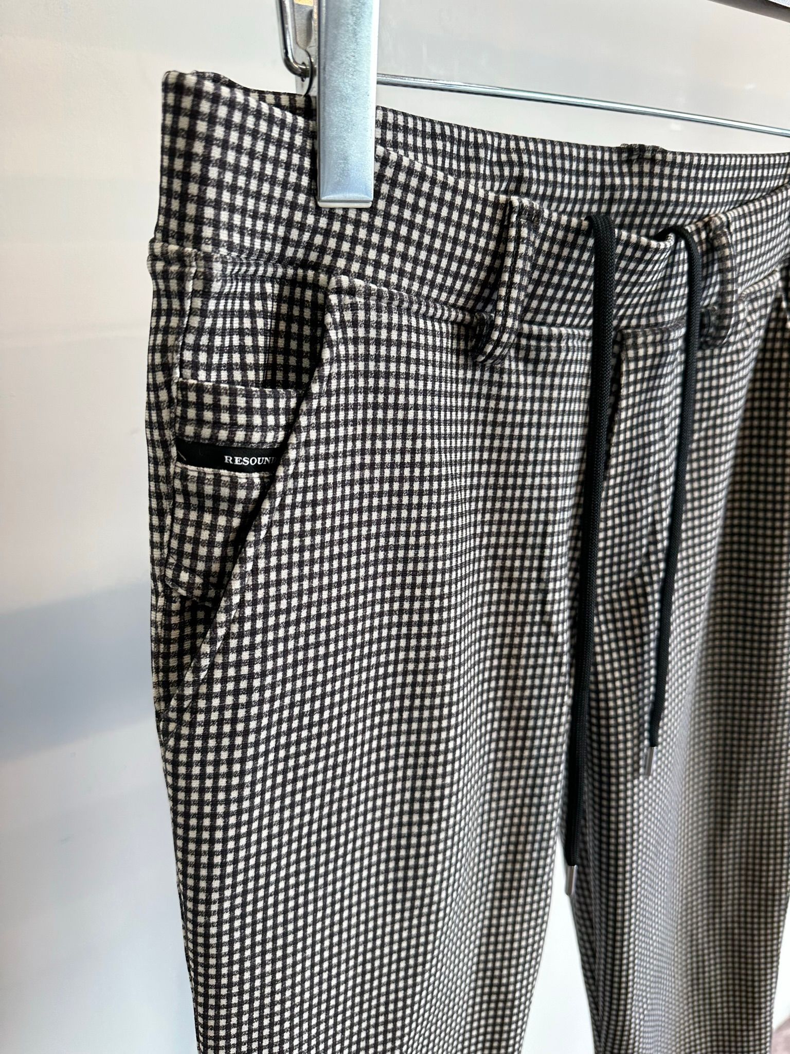 CHRIS EASY HEAT PANTS / RC30-ST-016H / 裏起毛イージーパンツ / 千鳥柄ホワイト×ブラック