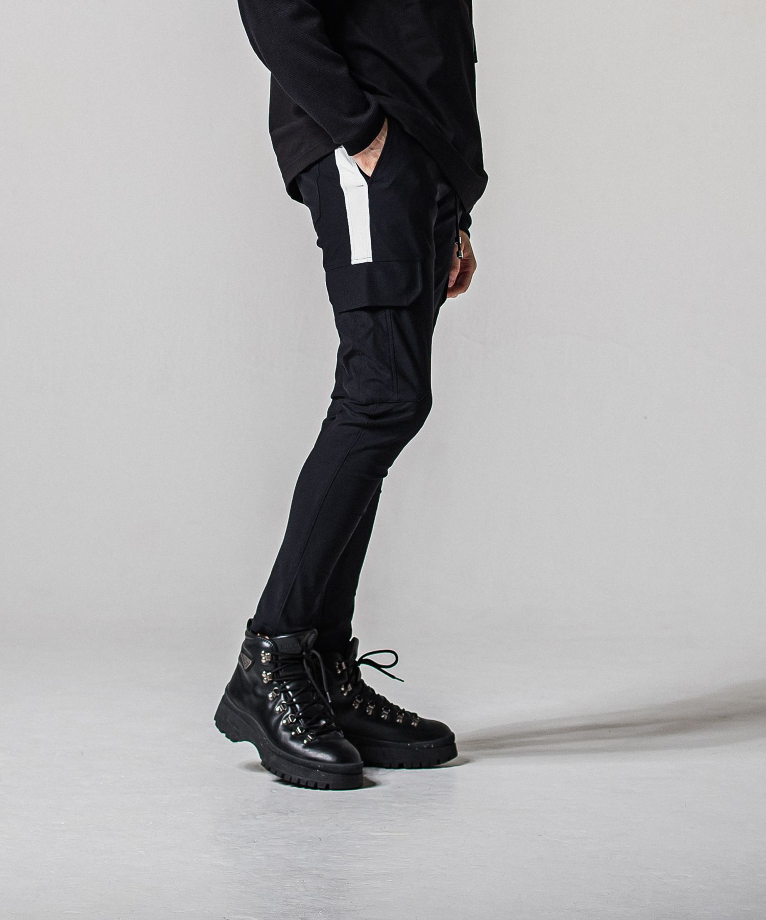 DARRELL CARGO PT / BASIC-ST-010 / ナイロン ラインカーゴパンツ / ブラック (2月下旬入荷予定)