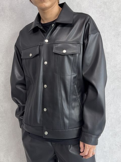 LEATHER OVER 3RD G / RC37-JK-006 / エコレザー3RD型Gジャン / ブラック
