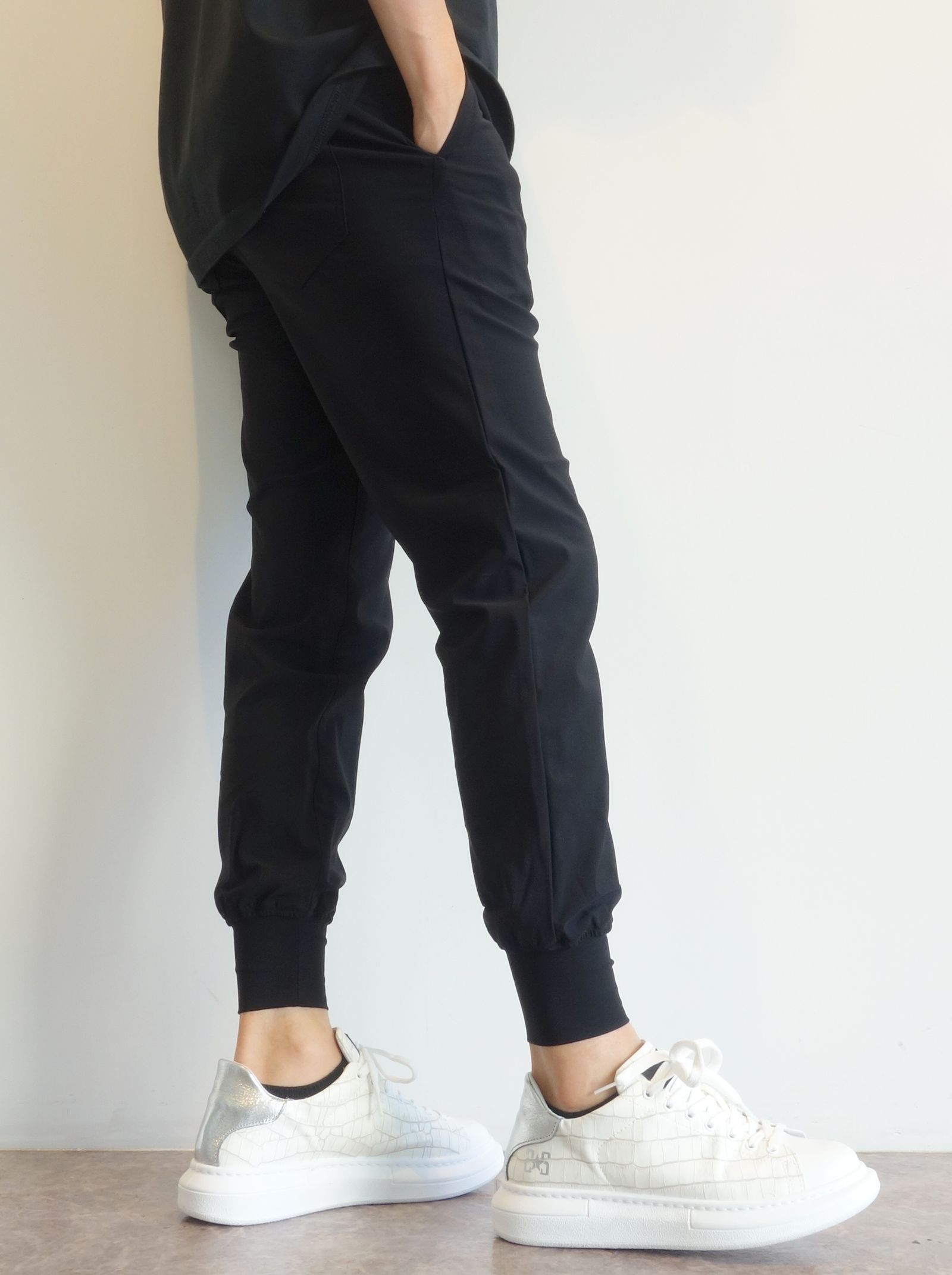 BILLIE NYLON PANTS / RC25-ST-028 / ナイロンリブパンツ / ブラック