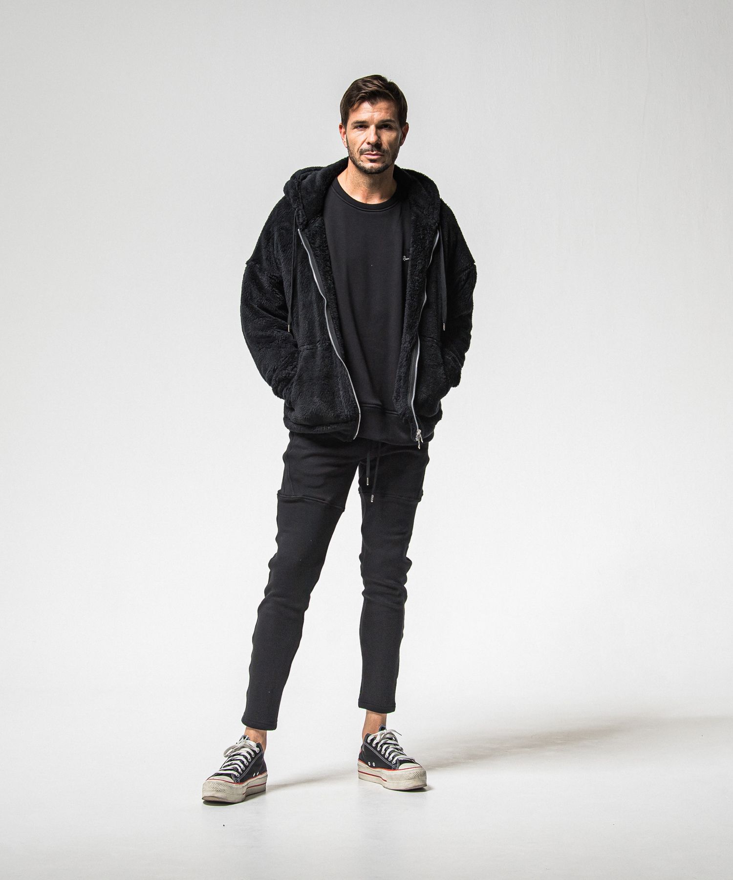 VELOURS FLEECE TYLER PANTS / RC38-ST-026H / 裏起毛スウェットラインパンツ / ブラック (11月中旬入荷予定)