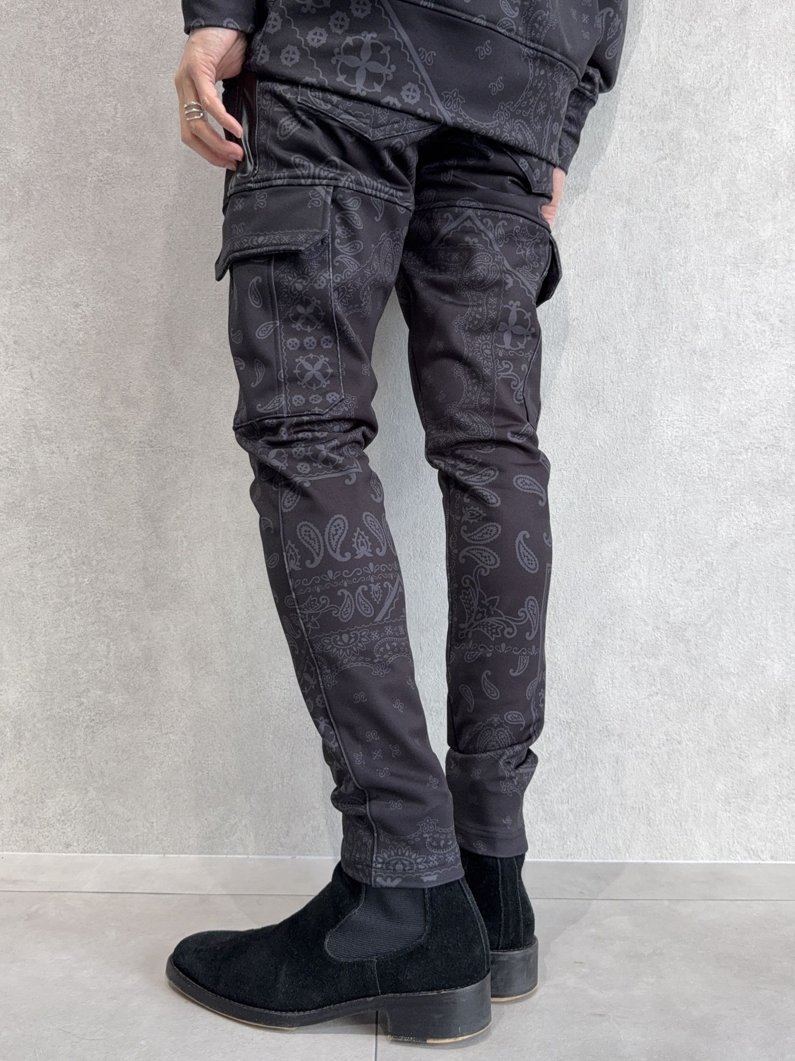 DARRELL HEAT CARGO PT / RC38-ST-010H / 裏起毛カーゴラインパンツ / ペイズリーブラック