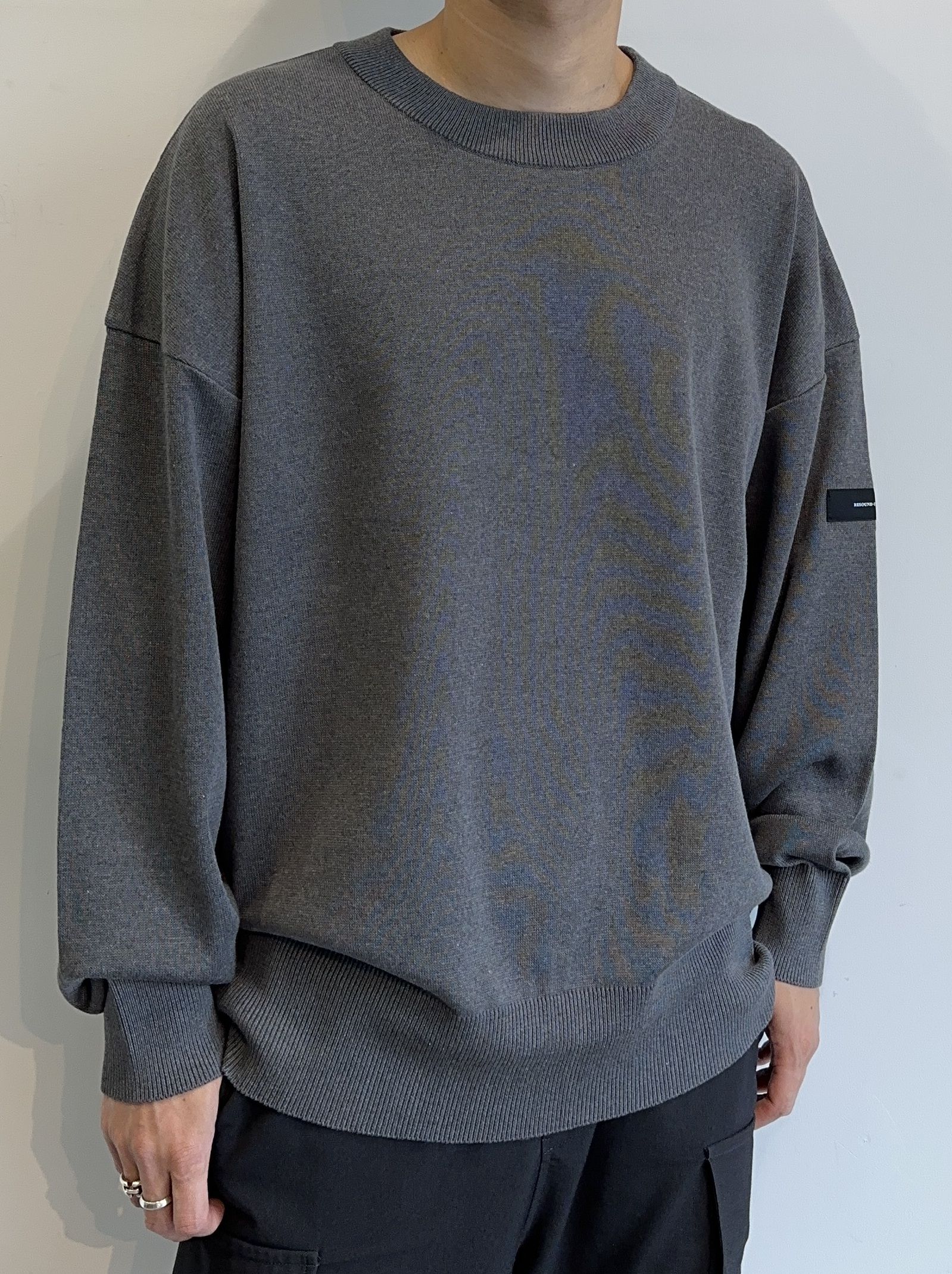 SILK KNT OVER LONG SLEEVE / RC29-K-002 / 無地ルーズコットンニット / チャコール