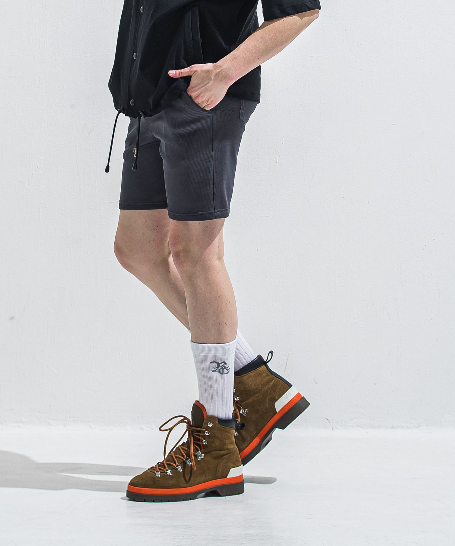 AZE SHORTS / RC40-HP-006 / 高機能畦編みショーツ / チャコール (5月下旬入荷予定)