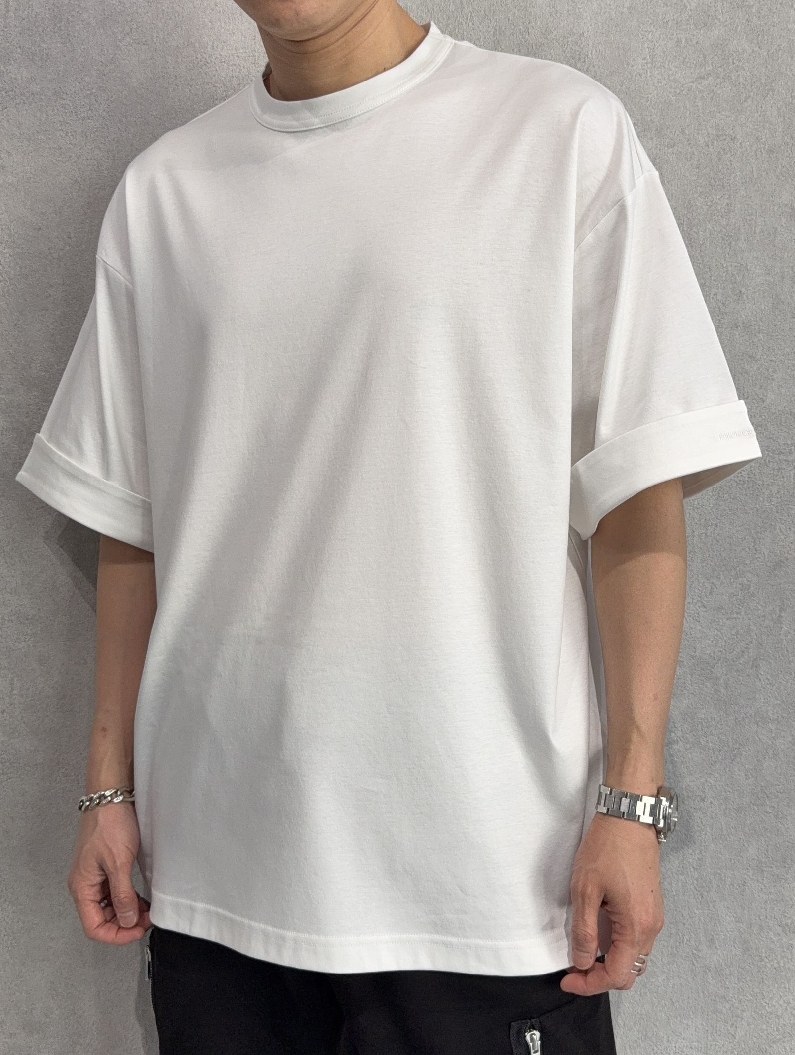 ダブルシルケットロールアップボックスTシャツ / ust-26070 / ホワイト