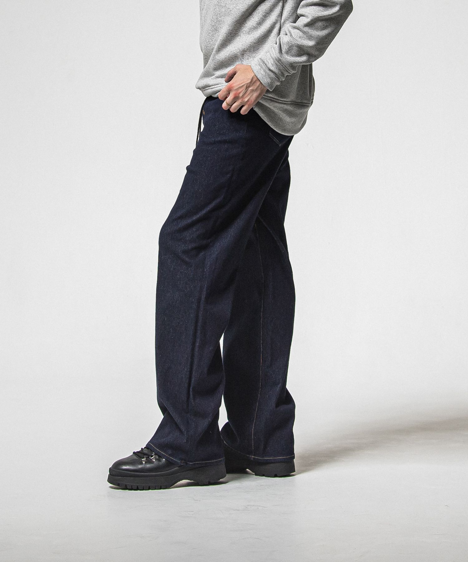KING DENIM JERSEY / BASIC-ST-005 / デニムジャージバギーワイドパンツ / インディゴワンウォッシュ (12月中旬入荷予定)