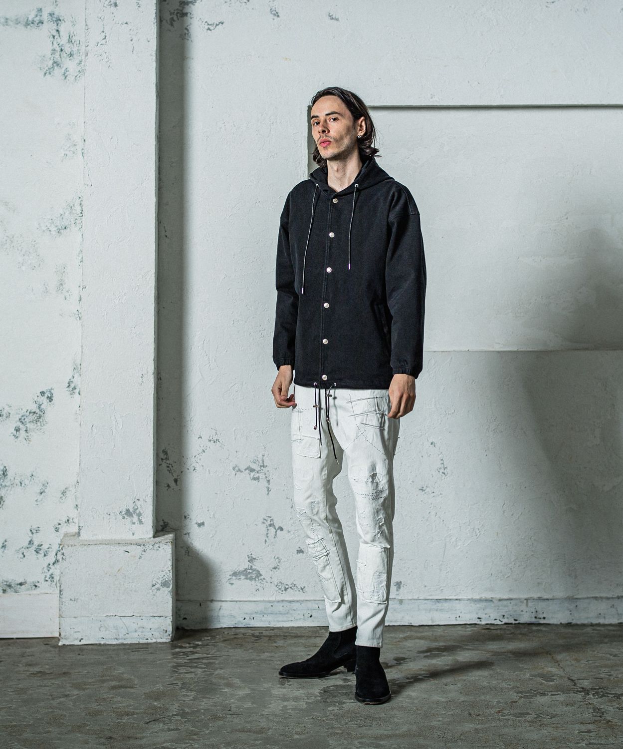 MICK DENIM JERSEY / RC35-ST-020 / デニムジャージテーパードパンツ / ホワイトリメイク