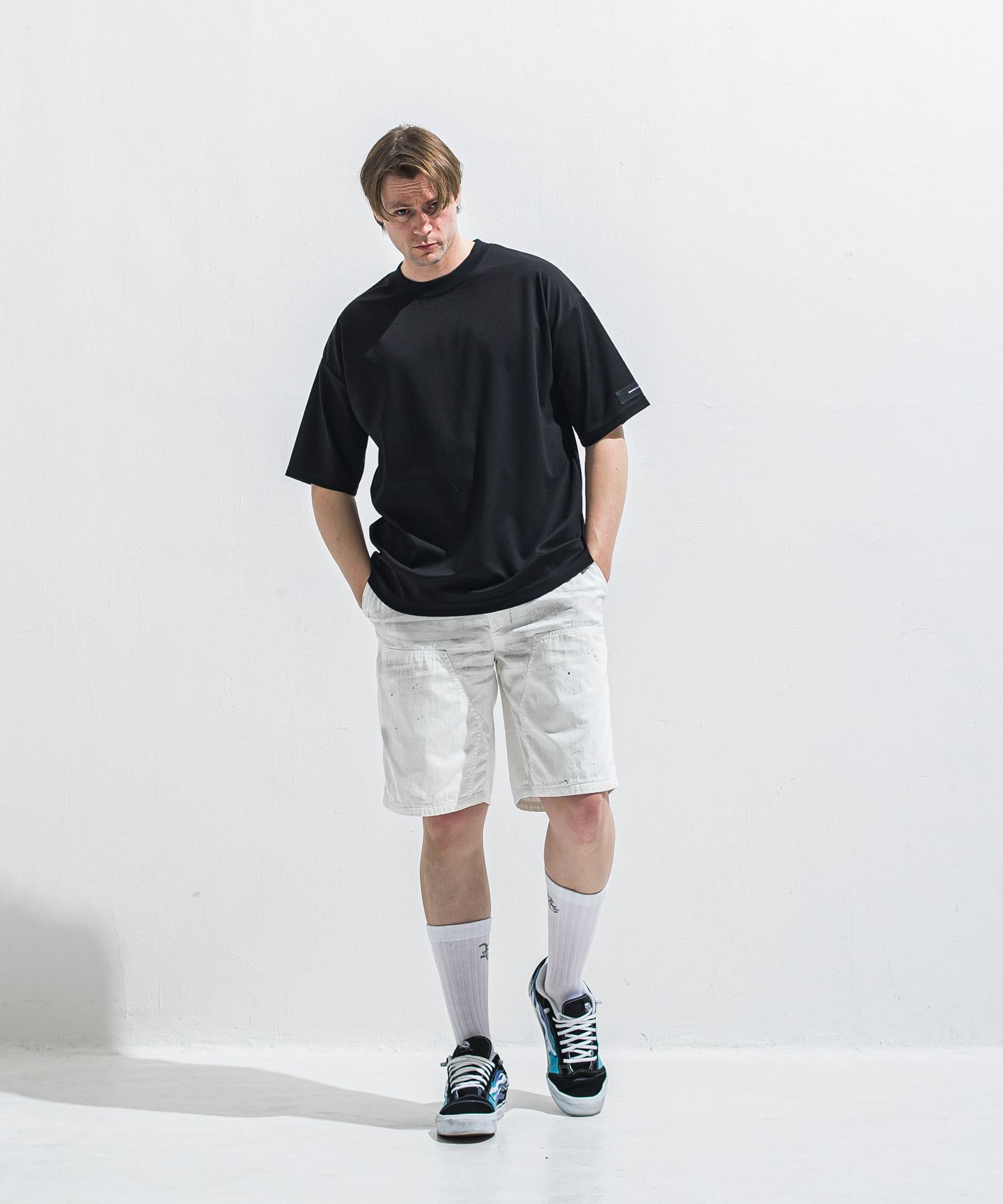 DOUBLE KNEE SHORTS / RC40-HP-007 / ダブルニーデニムハーフパンツ / ホワイト (6月上旬入荷予定)