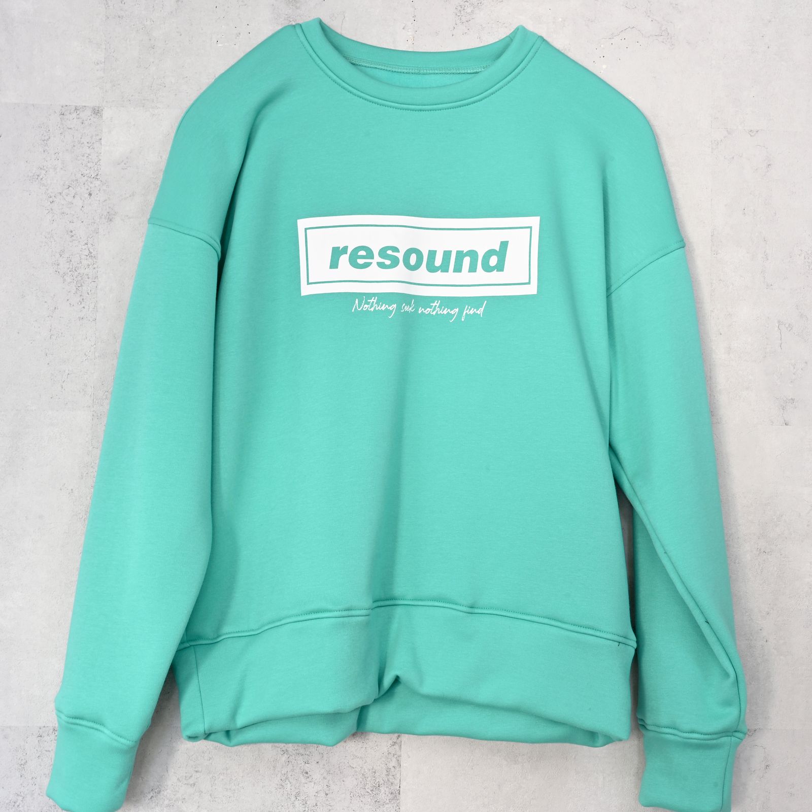 BOX VELOURS FLEECE DROP TRAINER / RC42-C-007 / 裏起毛ボックスロゴトレーナー / ブルーグリーン (11月上旬入荷予定)
