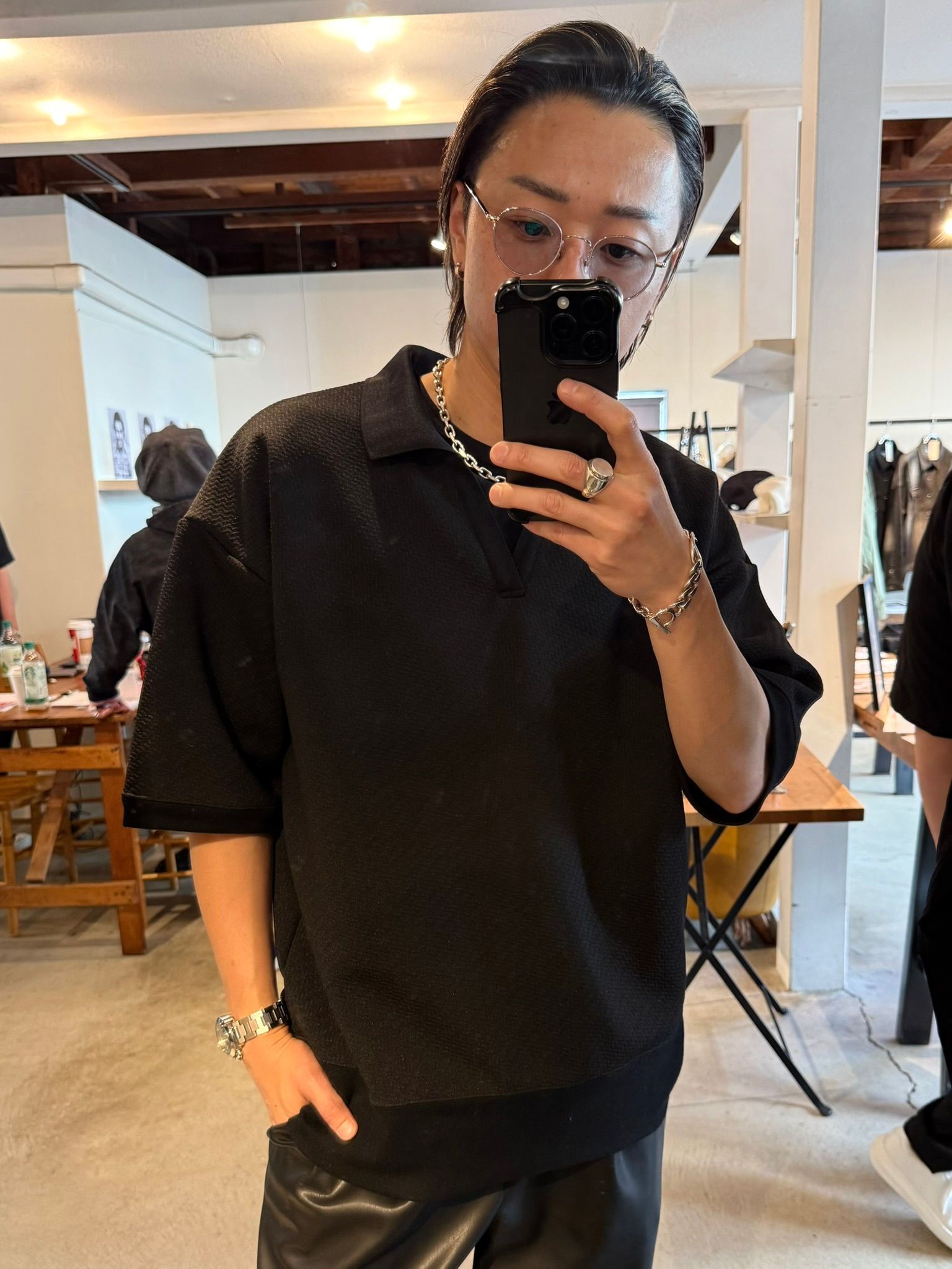 BLISTER POLO / DP1-T-005 / ブリスターニットスキッパーポロ / ブラック (4月上旬入荷予定)