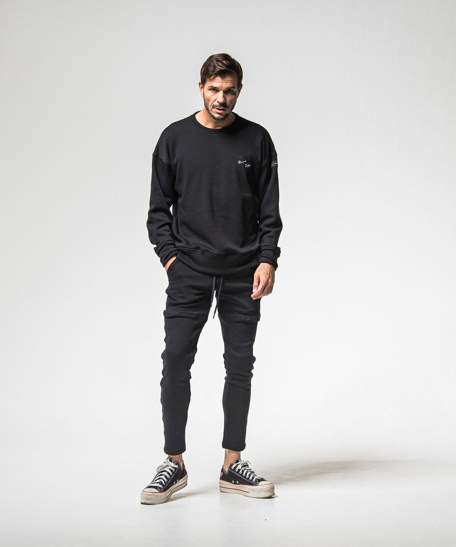 VELOURS FLEECE TYLER PANTS / RC38-ST-026H / 裏起毛スウェットラインパンツ / ブラック (11月中旬入荷予定)
