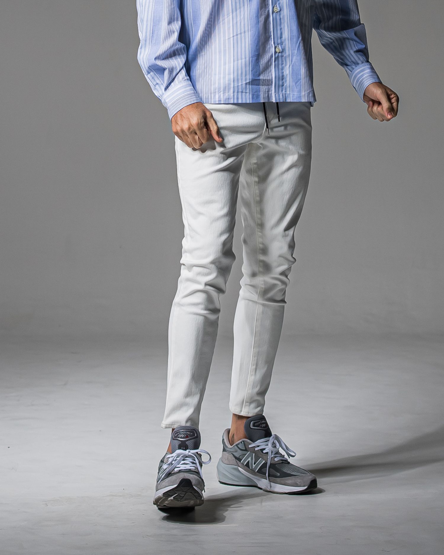 MICK DENIM JERSEY / BASIC-ST-020 / デニムジャージテーパードパンツ / ホワイト (9月上旬入荷予定)