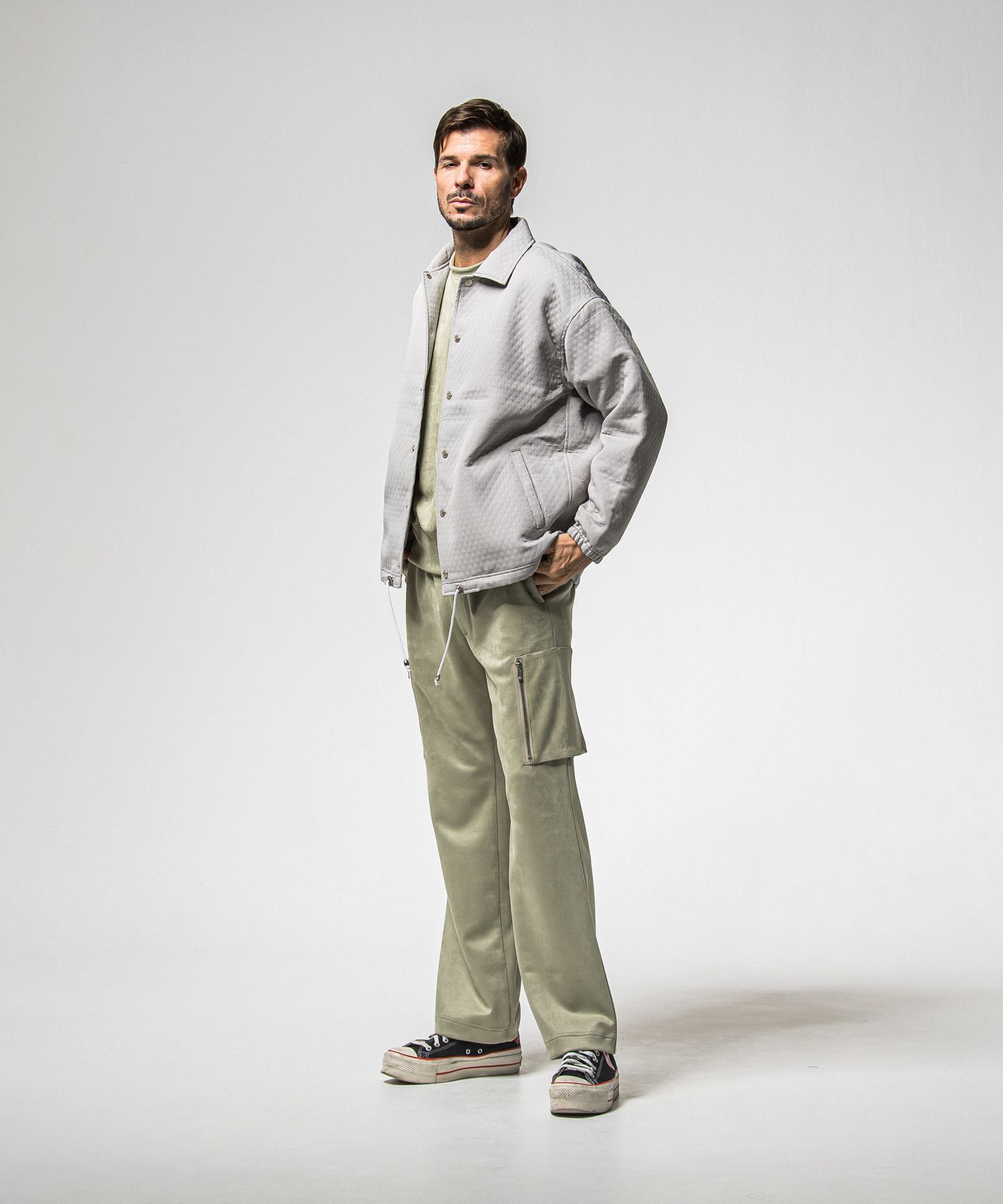 DAVID CARGO PANTS / RC38-ST-040 / スエードワイドカーゴパンツ / カーキ (1月上旬入荷予定)