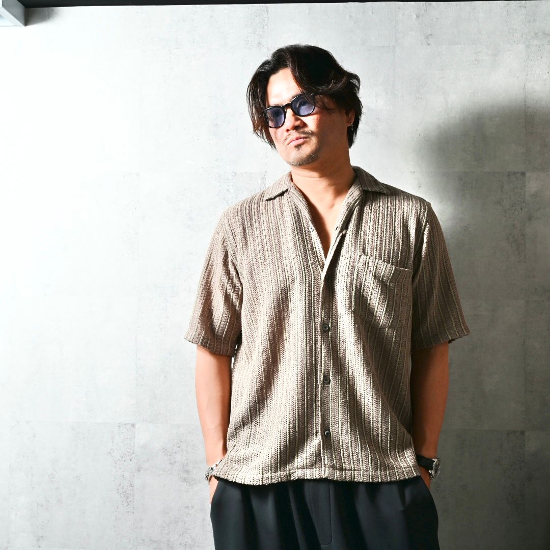 RUSSEL SHIRTS / DP1-SH-004 / ラッセル織り半袖シャツ / ブラウン (3月中旬入荷予定)