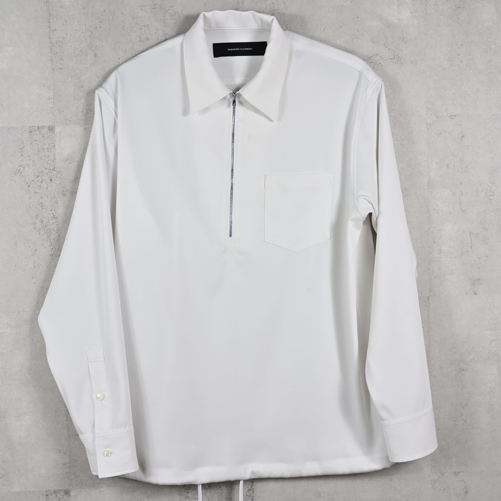 PULLOVER SATIN SHIRT / RC39-SH-002 / ハーフジップサテンシャツ / ホワイト (3月上旬入荷予定)