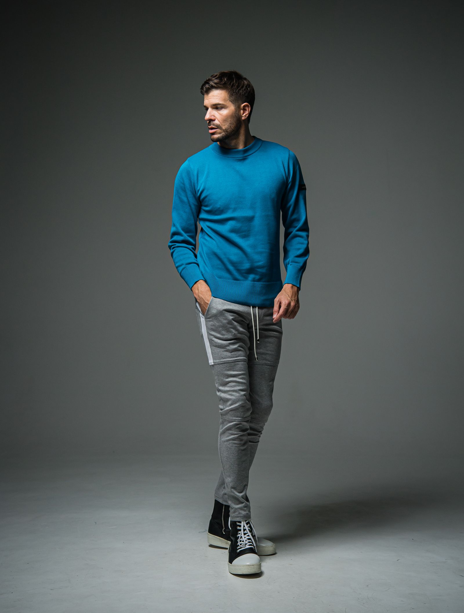 SILK KNT LONG SLEEVE / RC29-K-001 / 無地コットンニット / ブルー