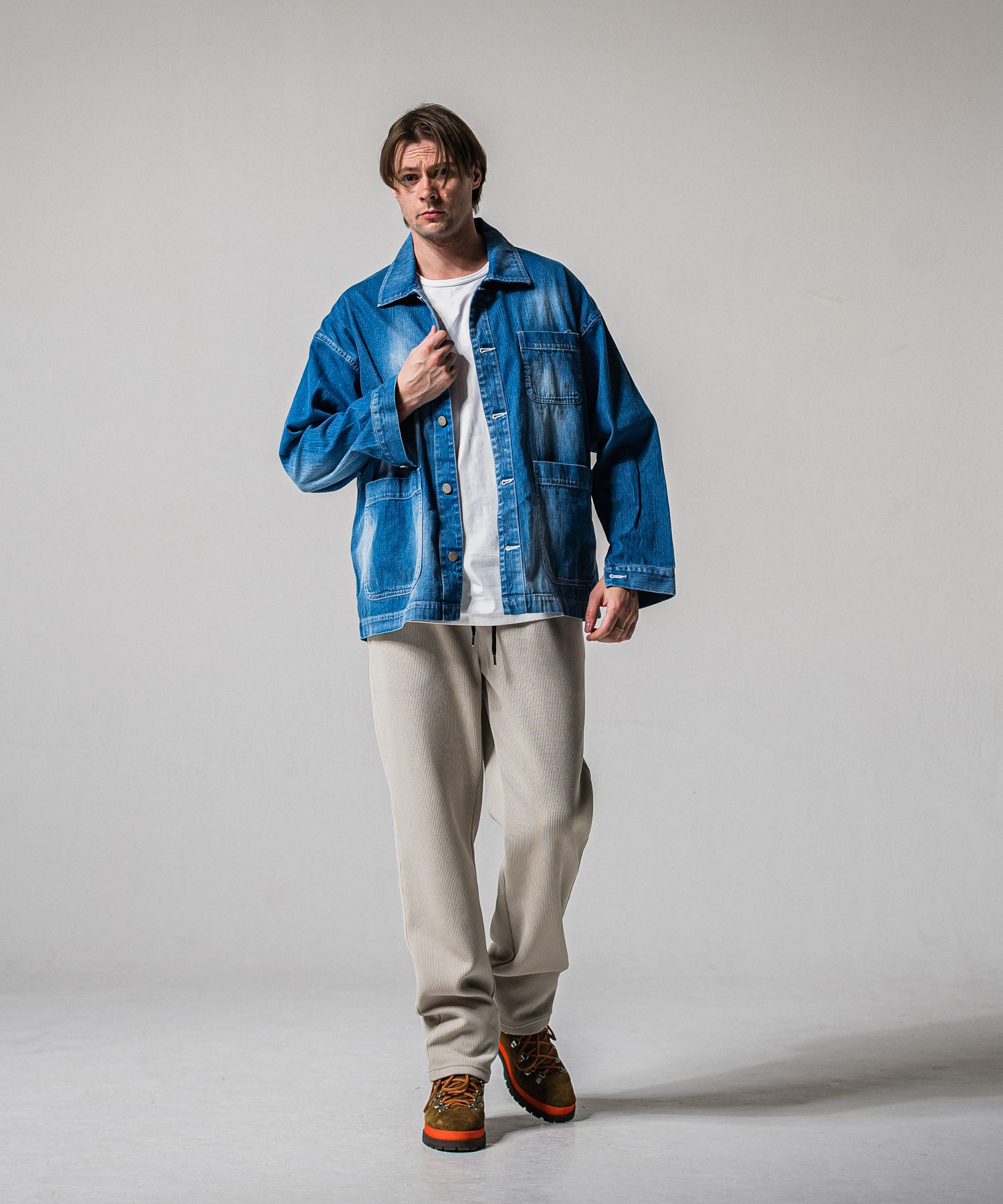 AZE WIDE TUCK PANTS / RC39-ST-016WT2 / 高機能畦編みニットワイドタックパンツ / グレージュ (1月中旬入荷予定)