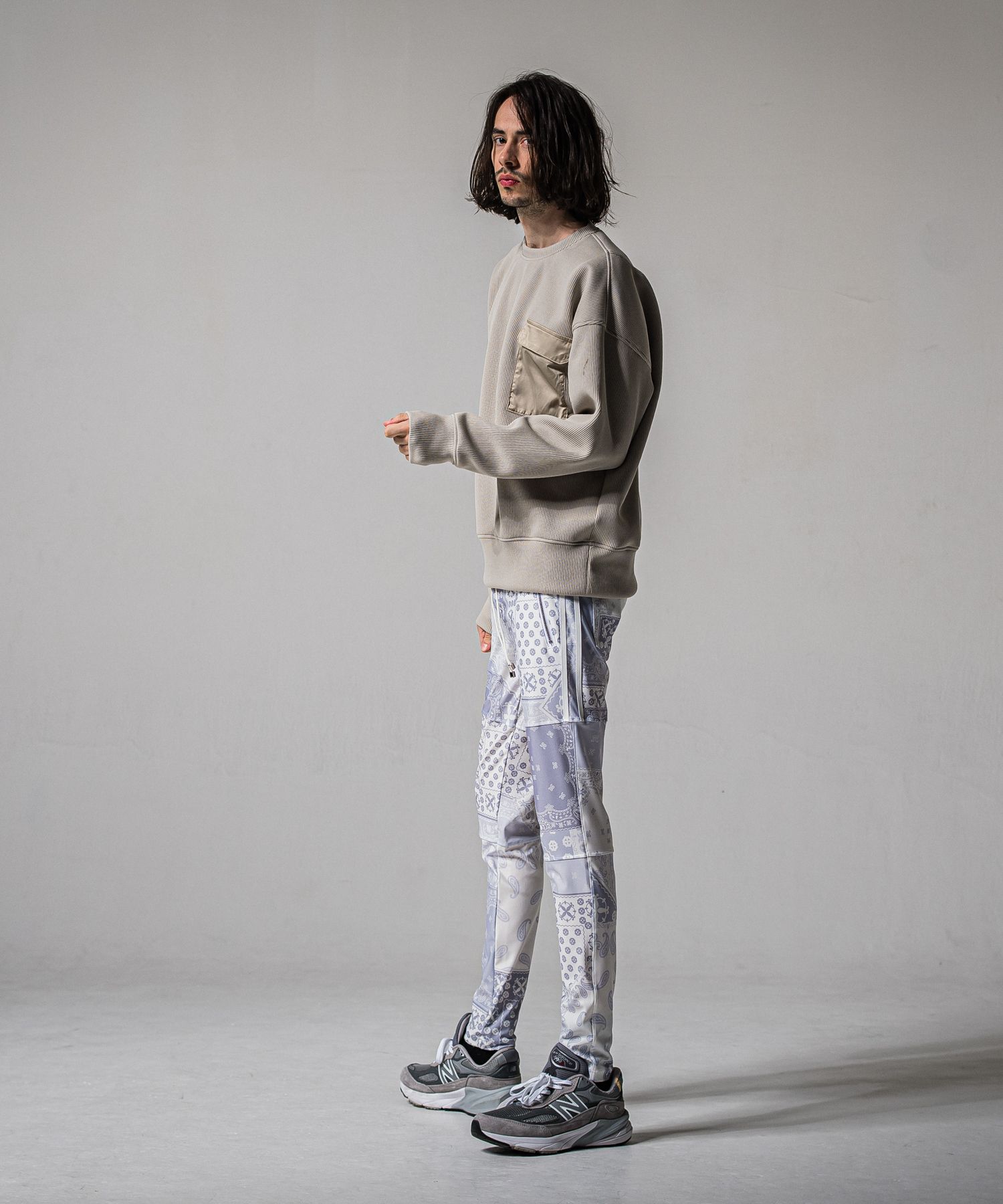 AZE MILITARY DROP TRAINER / RC39-C-003 / 高機能畦編みニットトレーナー / グレージュ (1月下旬入荷予定)