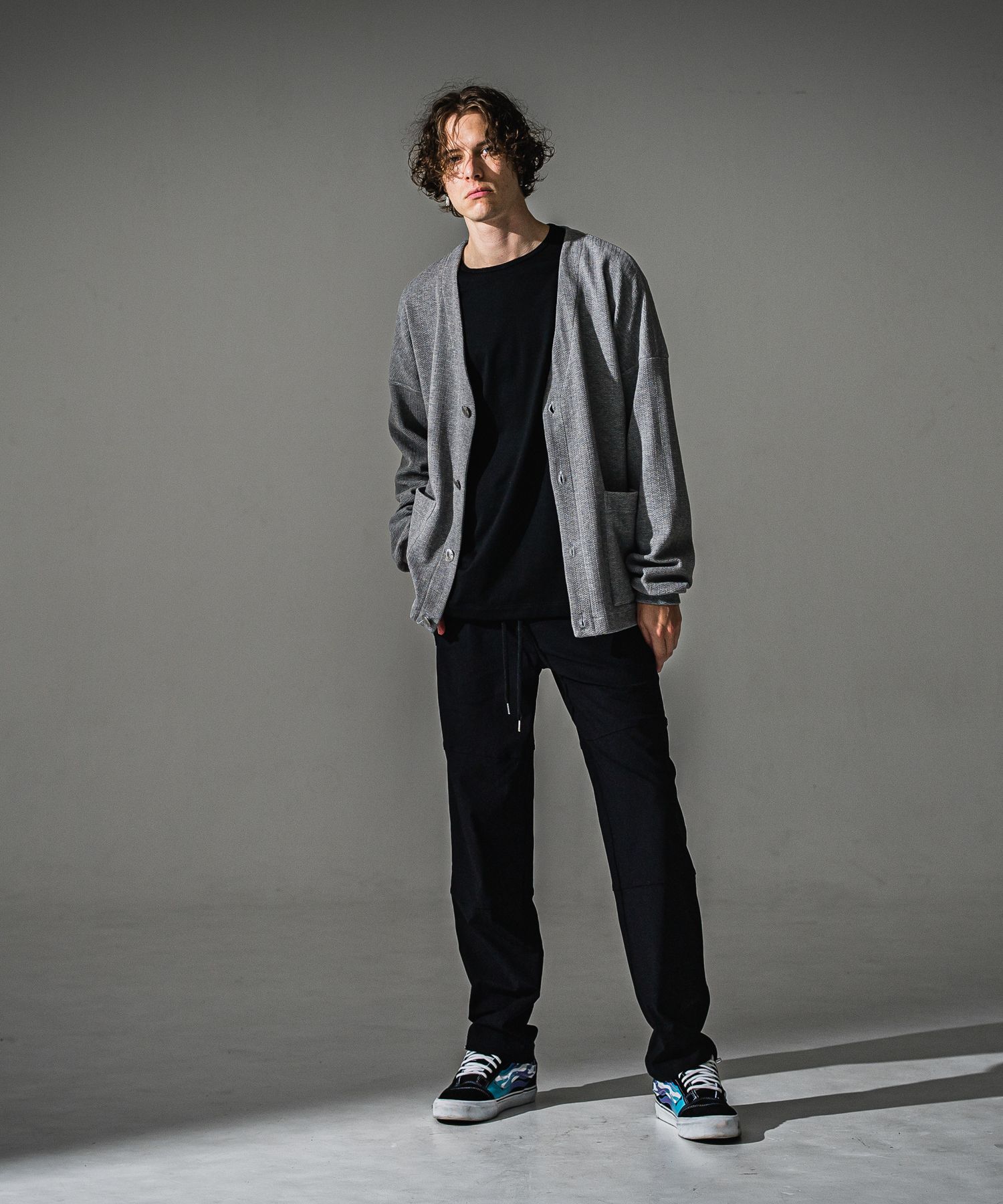 JOHNSON LINE WIDE PT / BASIC-ST-009WT / ジョンソンラインセミワイドタックパンツ / ブラック×ブラック (7月下旬入荷予定)