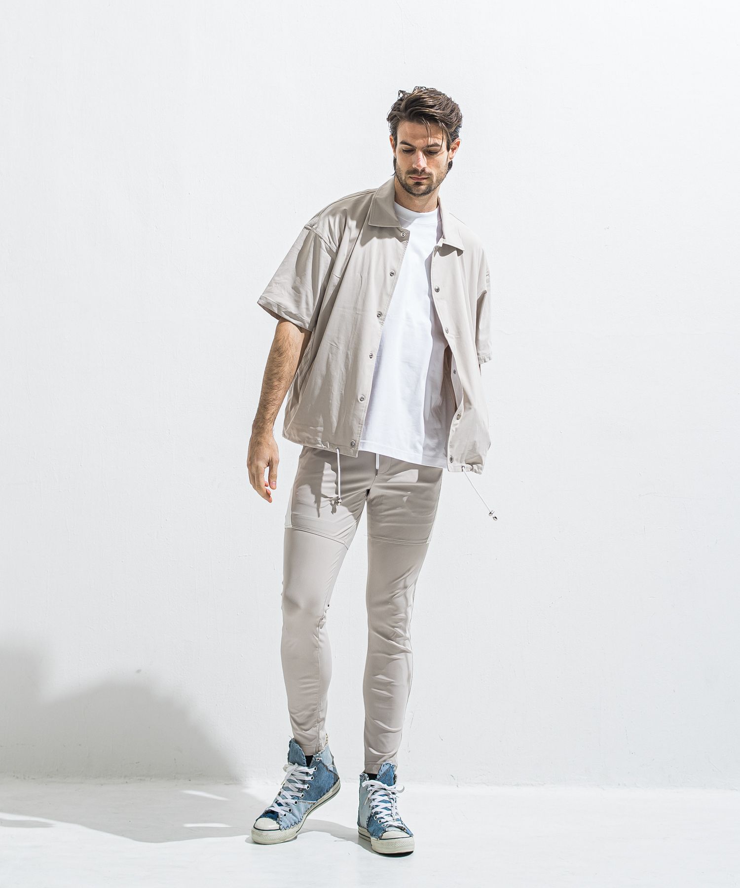 TYLER NYLON PANTS / RC40-ST-026 / レザーラインナイロンパンツ / グレージュ (5月中旬入荷予定)